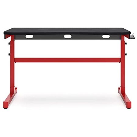 Signature Design by Ashley Lynxtyn Home Office Adjustable Height Desk, 48" W x 26" D x 30" H, Red & Black