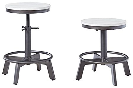 Signature Design by Ashley Torjin Industrial Adjustable Height Counter Barstool, 2 Count, White & Black