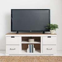 Signature Design by Ashley Vaibryn Modern Farmhouse TV Stand, Fits TVs up to 58", White & Light Brown