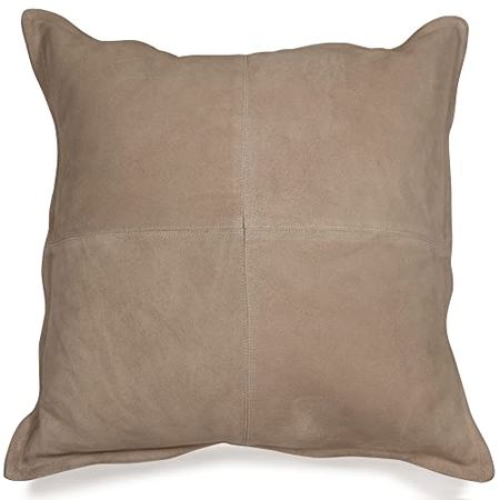 Signature Design by Ashley Rayvale Contemporary Square Leather Accent Pillow, 20 x 20 Inches, Light Brown