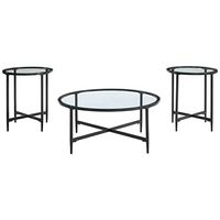 Signature Design by Ashley Stetzer Contemporary 3 Piece Table Set with Coffee & 2 End Tables, Black