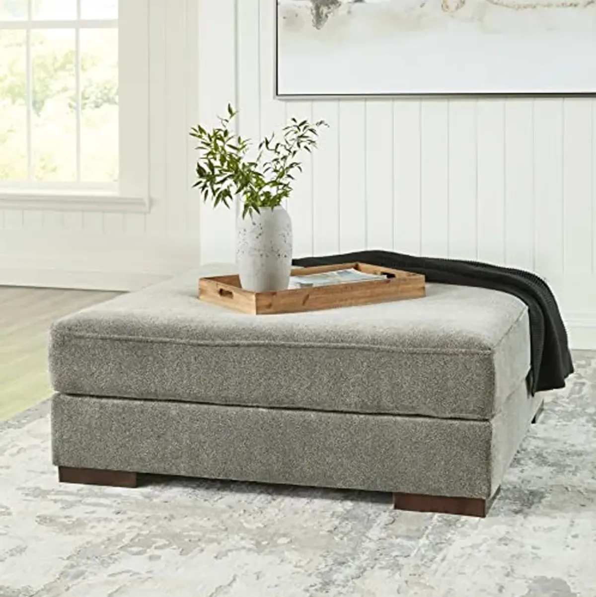 Signature Design by Ashley Bayless Modern Oversized Accent Ottoman, Gray