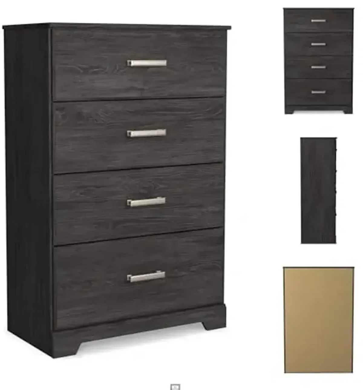 Signature Design by Ashley Belachime Casual 4 Drawer Chest with Easy Glide and Safety Stop, Gray