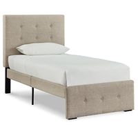 Signature Design by Ashley Gladdinson Tufted Upholstered Storage Bed, Twin, Beige