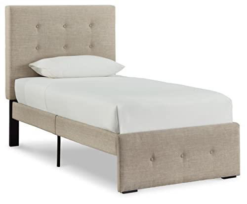 Signature Design by Ashley Gladdinson Tufted Upholstered Storage Bed, Twin, Beige