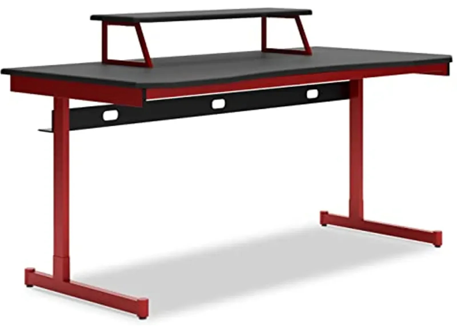 Signature Design by Ashley Lynxtyn Contemporary 63" Home Office Desk with Raised Monitor Stand, Red & Black