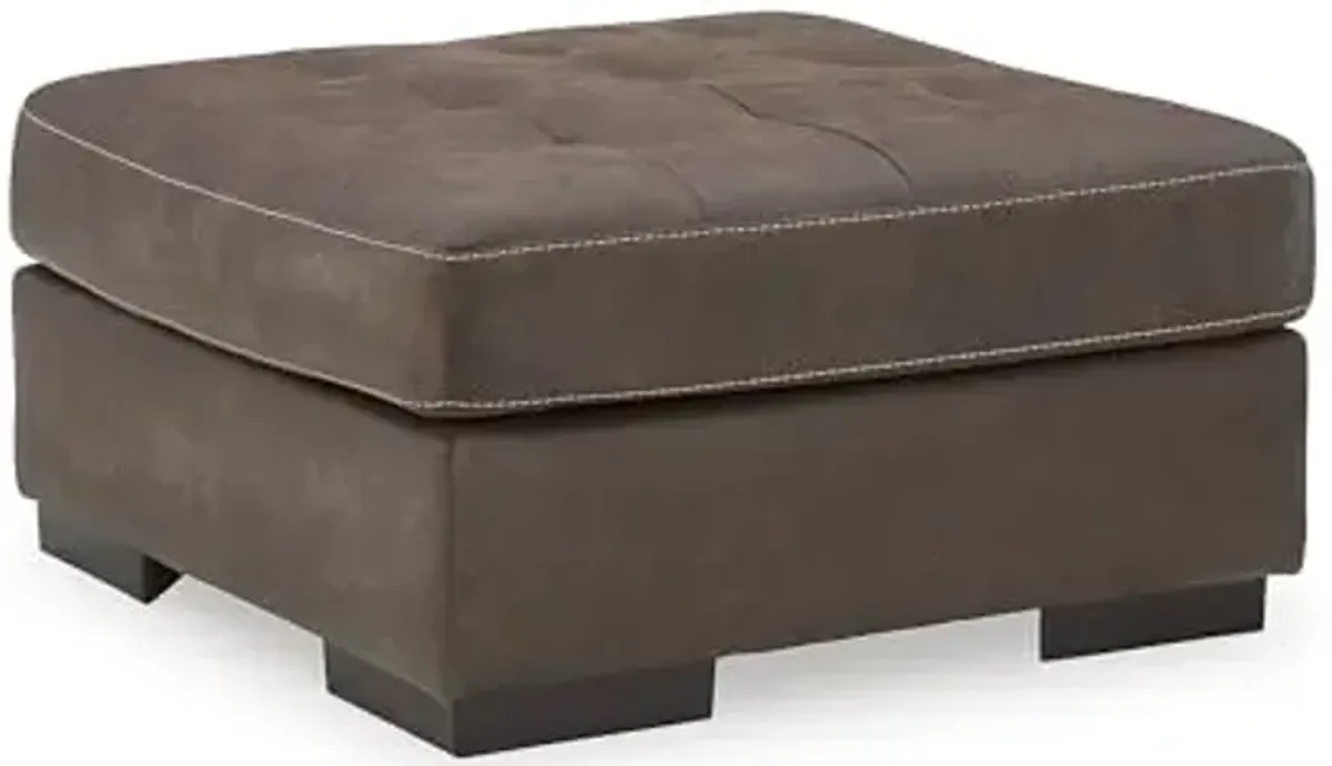 Signature Design by Ashley Maderla Classic Square Tufted Oversized Accent Ottoman, Dark Brown