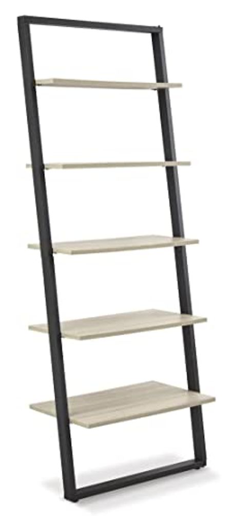 Signature Design by Ashley Waylowe Contemporary Ladder Bookcase, Beige & Black
