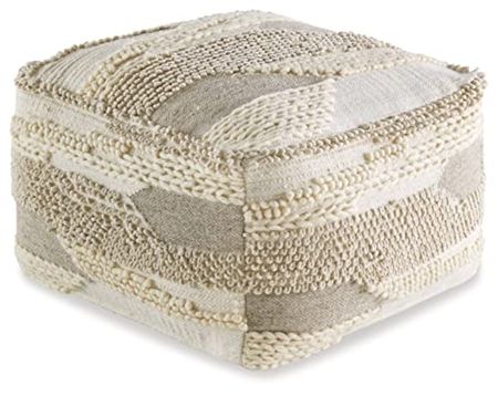 Signature Design by Ashley Cartlow Boho Chic Pouf, Beige & Gray
