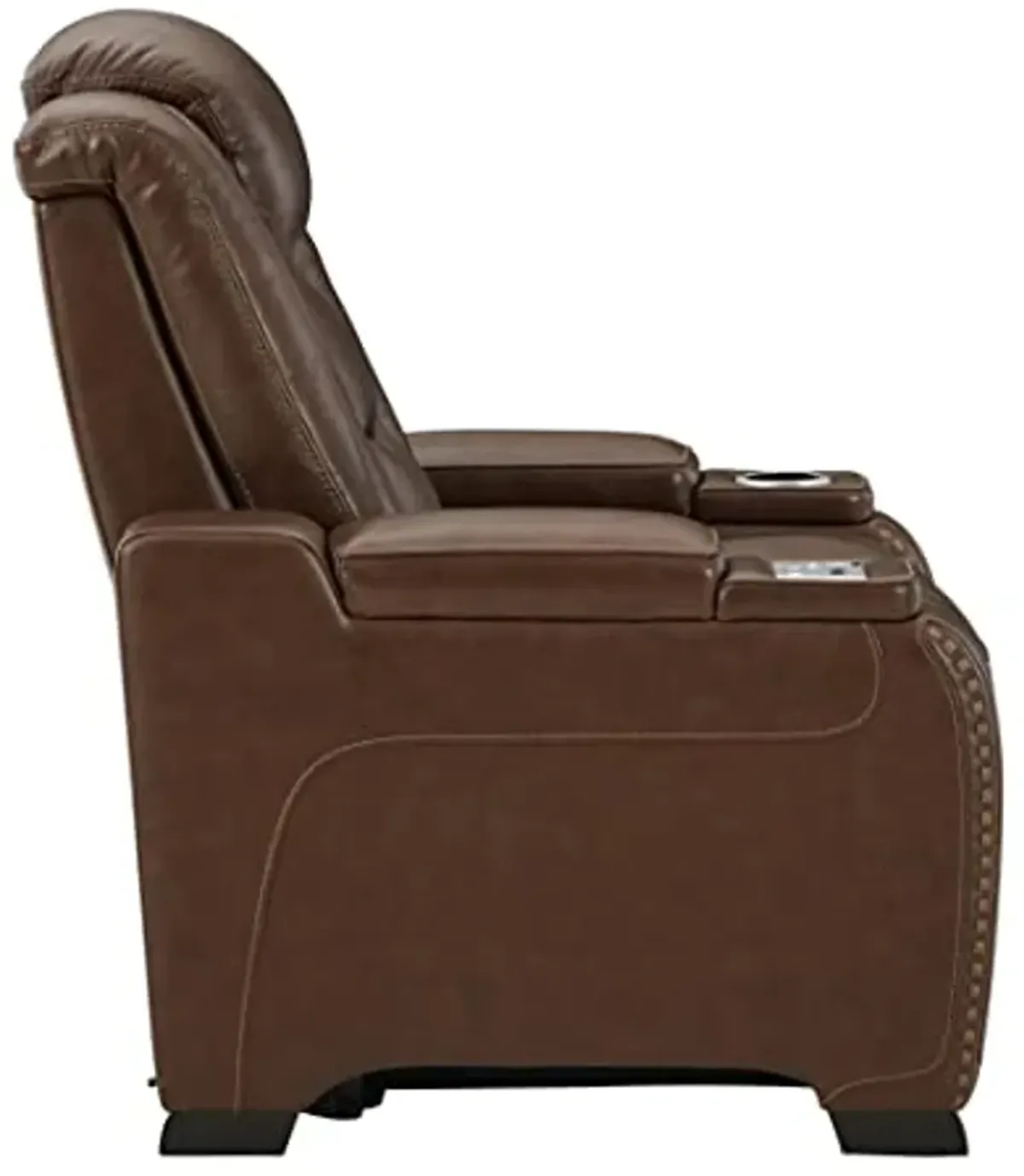 Signature Design by Ashley The Man-Den Power Recliner with Adjustable Headrest, Mahogany