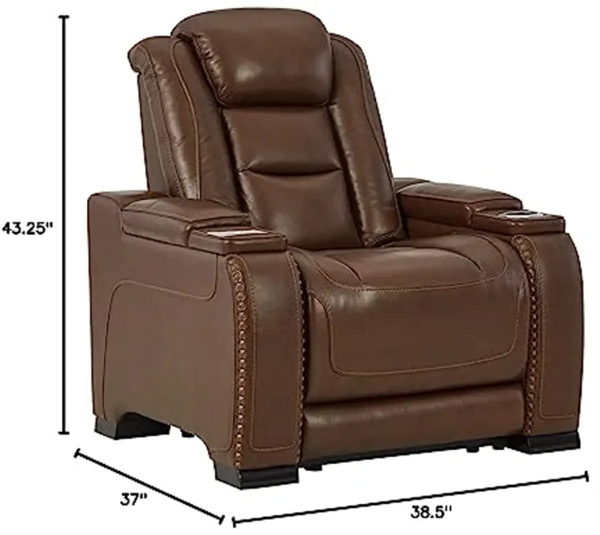 Signature Design by Ashley The Man-Den Power Recliner with Adjustable Headrest, Mahogany