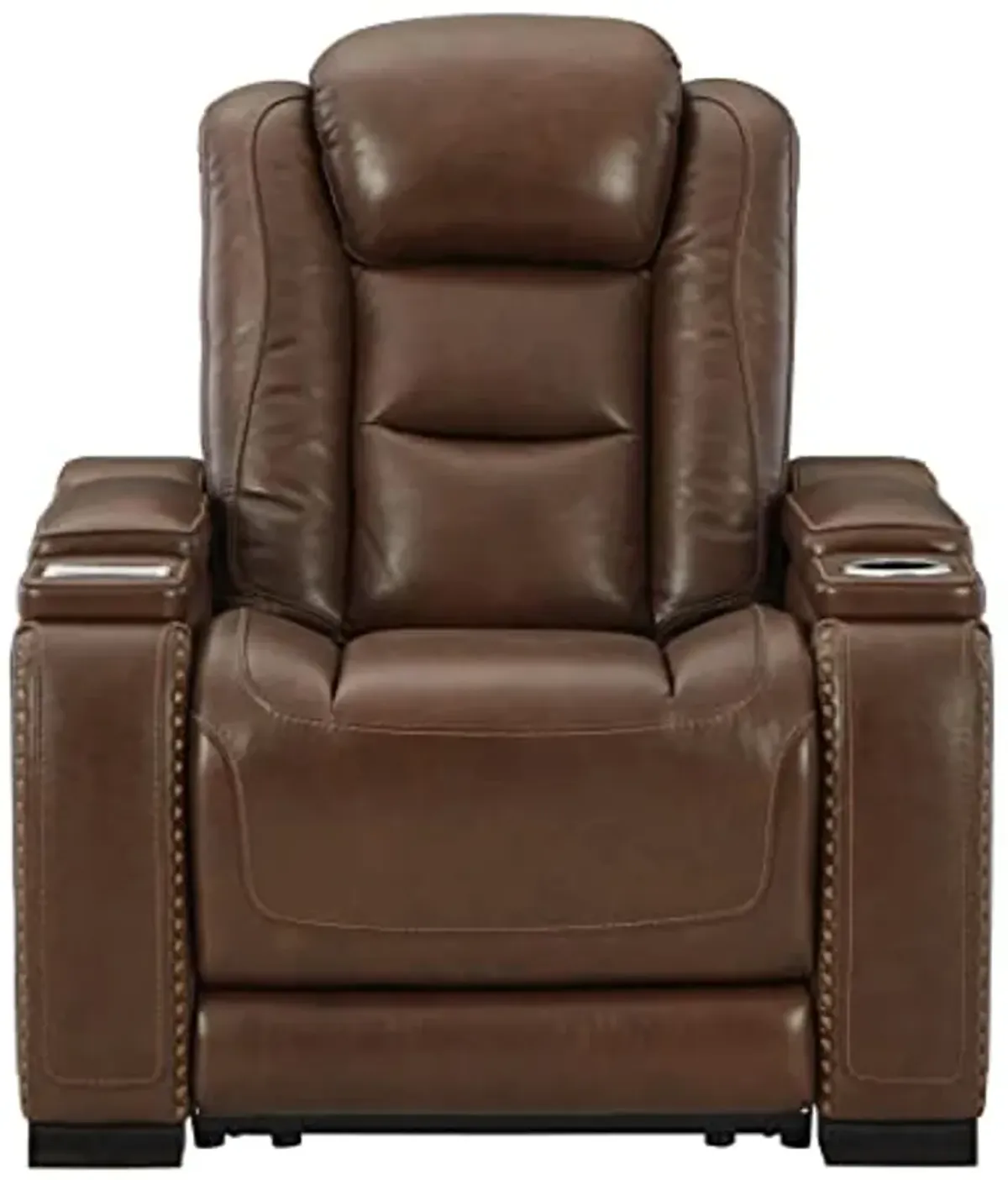 Signature Design by Ashley The Man-Den Power Recliner with Adjustable Headrest, Mahogany