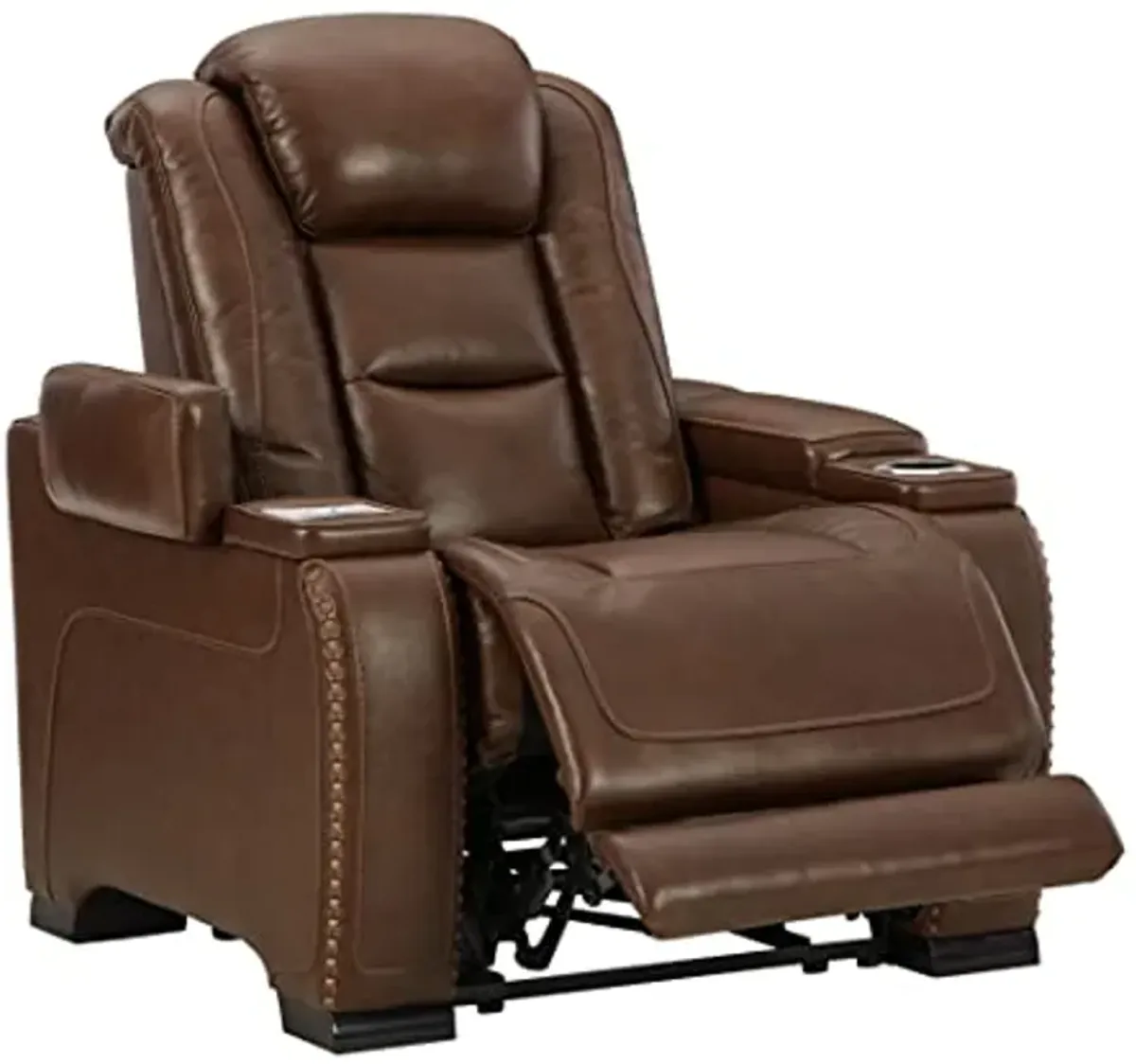 Signature Design by Ashley The Man-Den Power Recliner with Adjustable Headrest, Mahogany