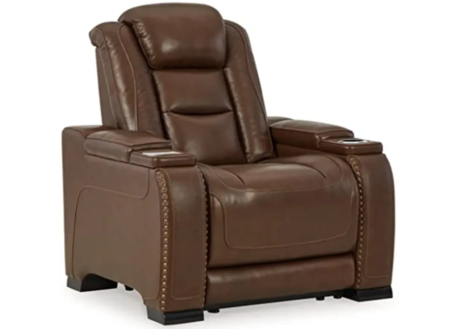 Signature Design by Ashley The Man-Den Power Recliner with Adjustable Headrest, Mahogany