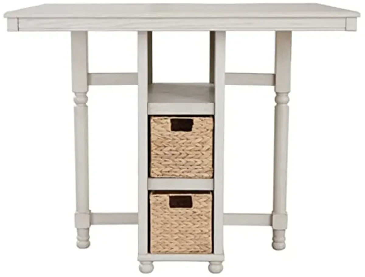 Signature Design by Ashley Robbinsdale Farmhouse Rectangular Counter Height Dining Room Table and Bar Stools, Set of 5, Whitewash