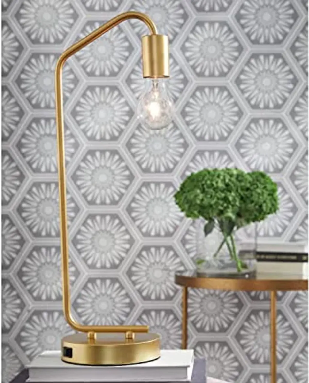 Signature Design by Ashley Covybend 21" Industrial Minimalist Metal Desk Lamp, Gold