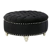 Signature Design by Ashley Harriotte Traditional Oversized Upholstered Accent Ottoman, Black & Silver