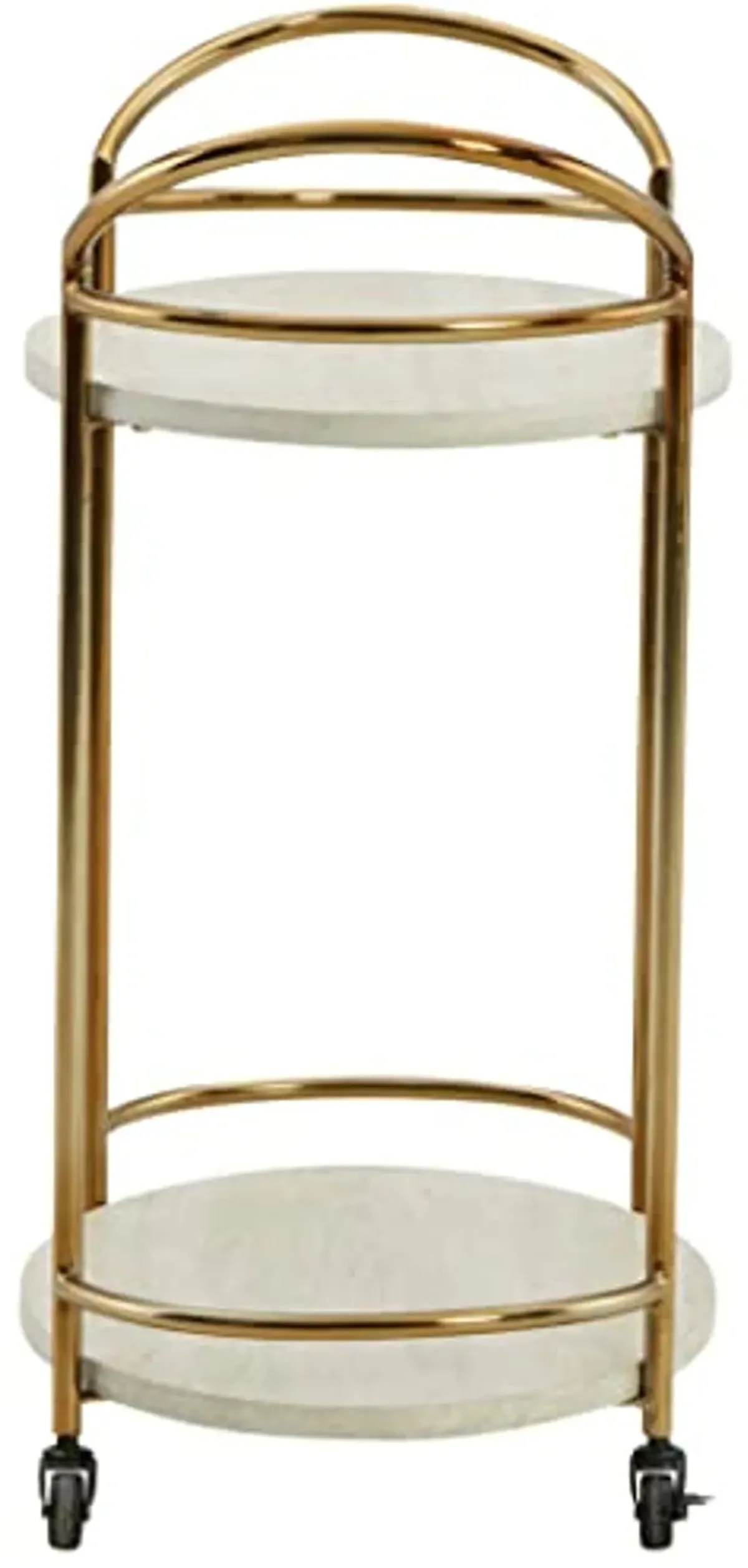 Signature Design by Ashley Tarica Modern Bar Cart with 2 Shelves, Cream & Gold Finish