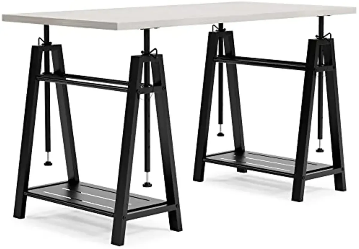 Signature Design by Ashley Bayflynn Mixed Media Adjustable Height Desk, White & Black