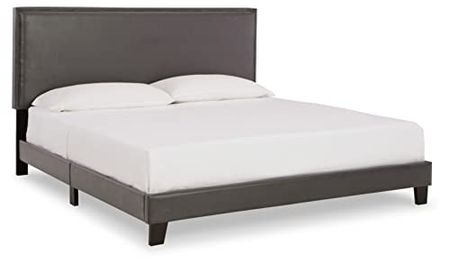 Signature Design by Ashley Mesling Contemporary Upholstered Bed, King, Gray