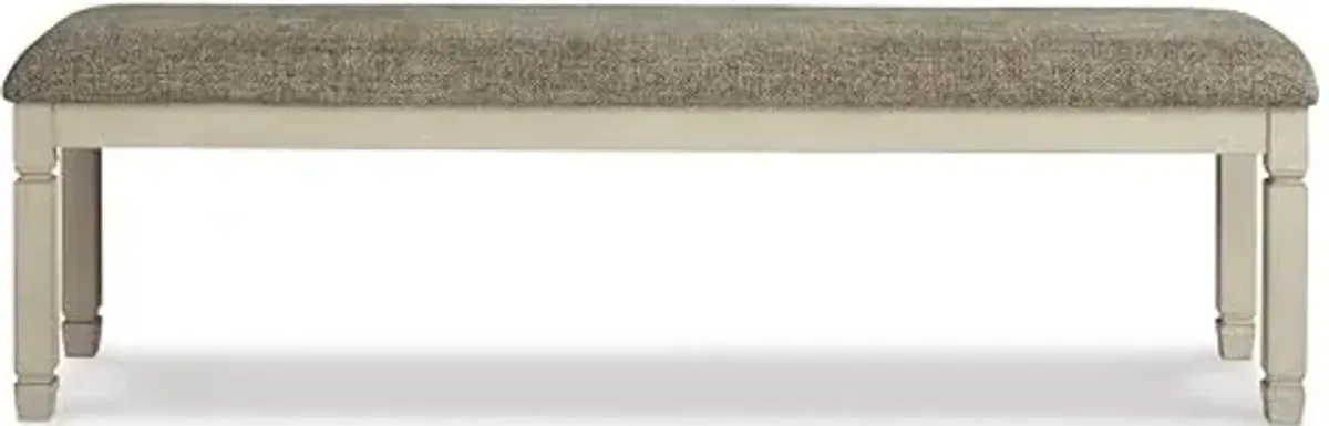 Signature Design by Ashley Bolanburg Casual 65" Upholstered Dining Room Bench with Foam Cushion, Antique Cream & Brown