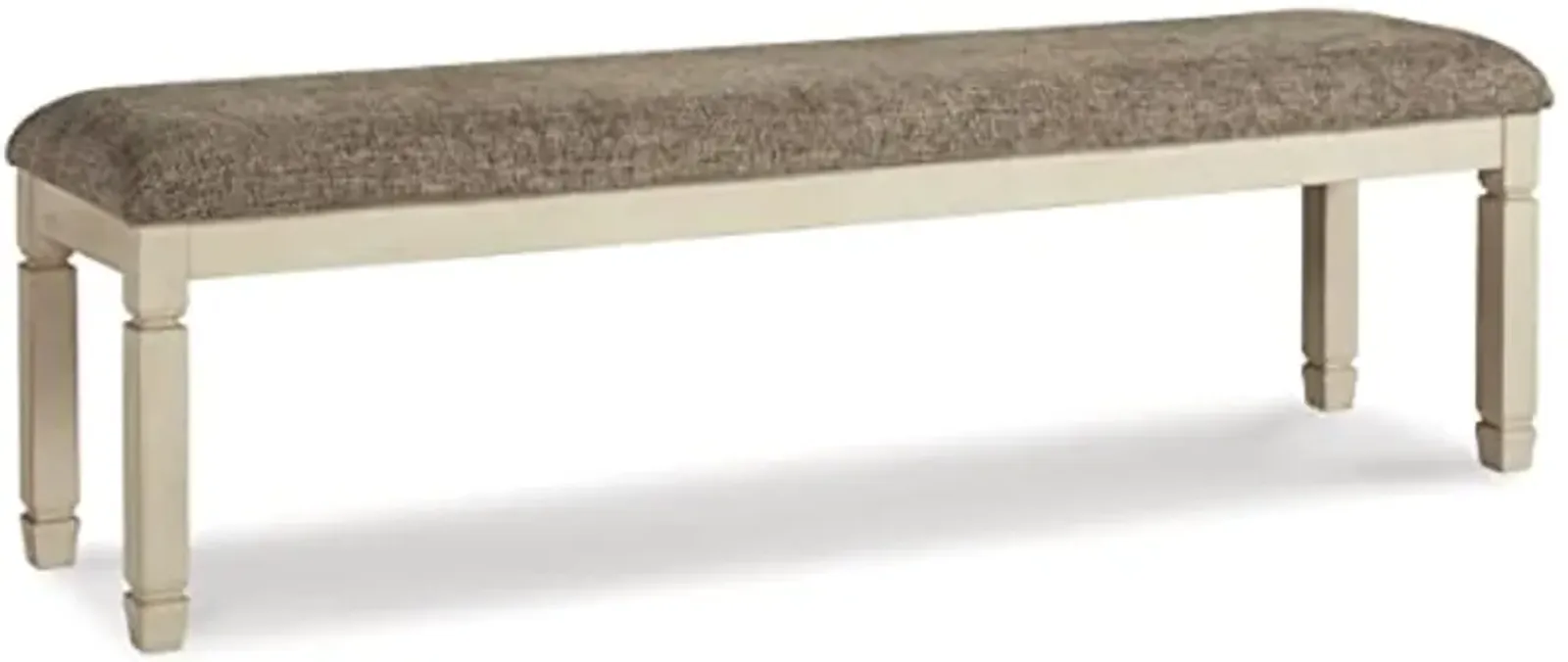 Signature Design by Ashley Bolanburg Casual 65" Upholstered Dining Room Bench with Foam Cushion, Antique Cream & Brown