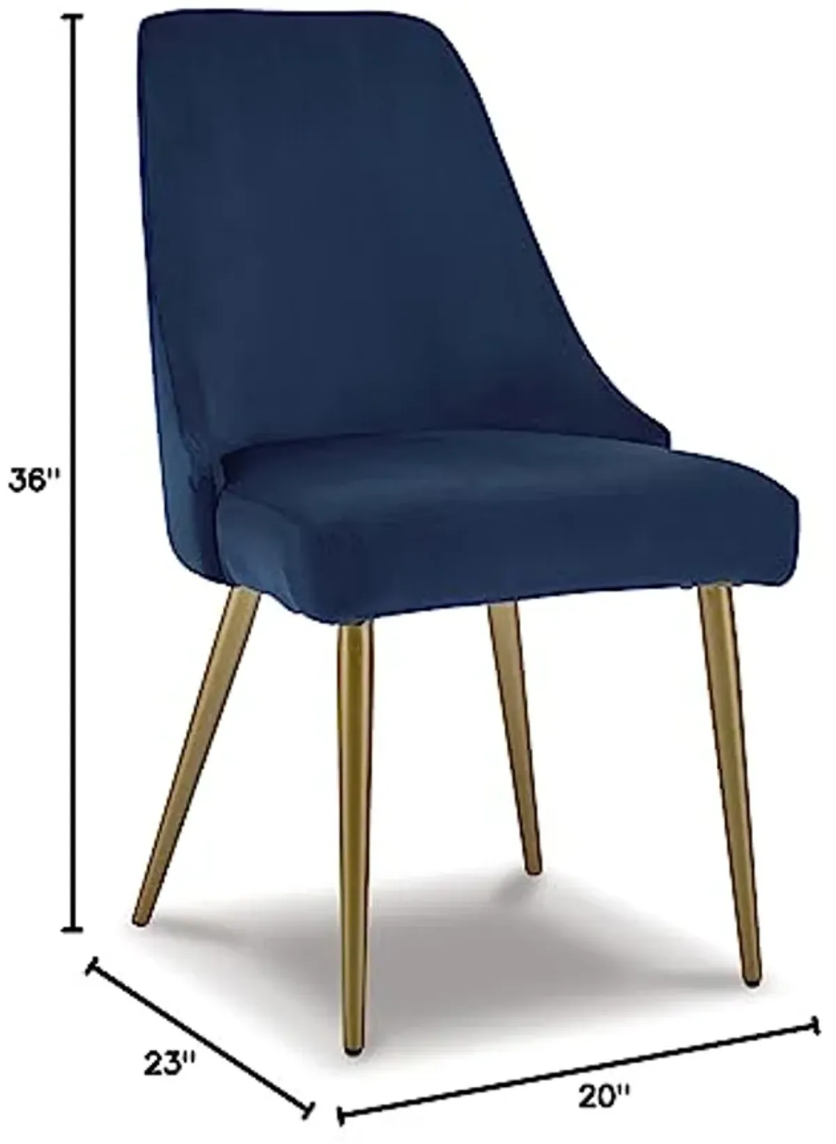 Signature Design by Ashley Wynora Modern Dining Upholstered Side Chair, 2 Count, Blue & Gold Finish