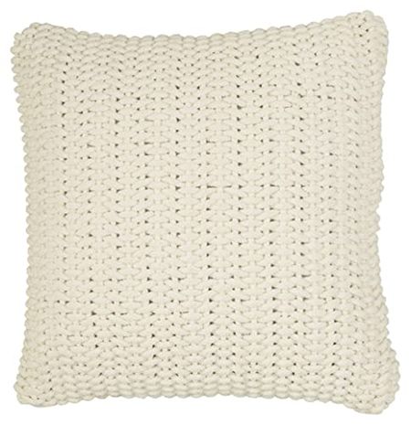 Signature Design by Ashley Renemore Modern Farmhouse Square Cotton Accemt Pillow, 20 x 20 Inches, White