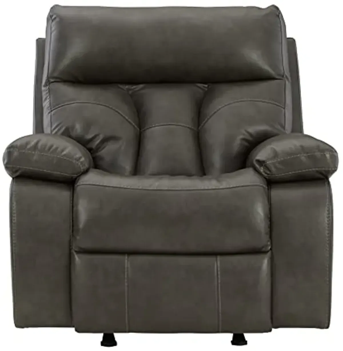 Signature Design by Ashley Willamen Modern Tufted Faux Leather Rocker Recliner, Dark Gray