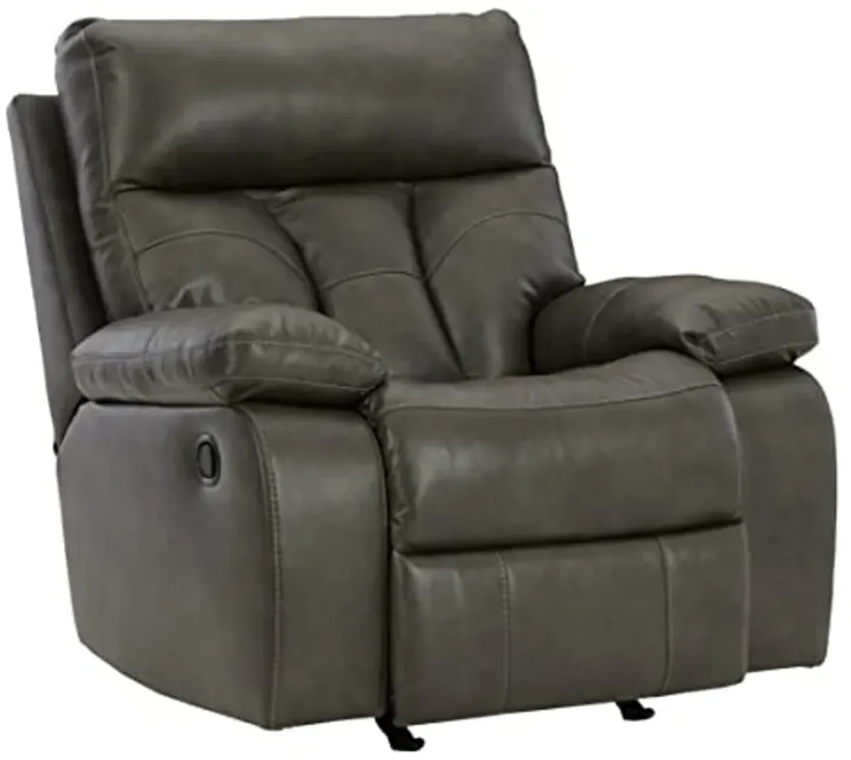 Signature Design by Ashley Willamen Modern Tufted Faux Leather Rocker Recliner, Dark Gray