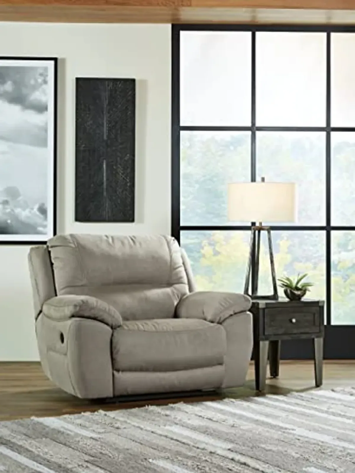 Signature Design by Ashley Next-Gen Gaucho Classic Faux Leather Zero Wall Wide Seat Recliner, Gray