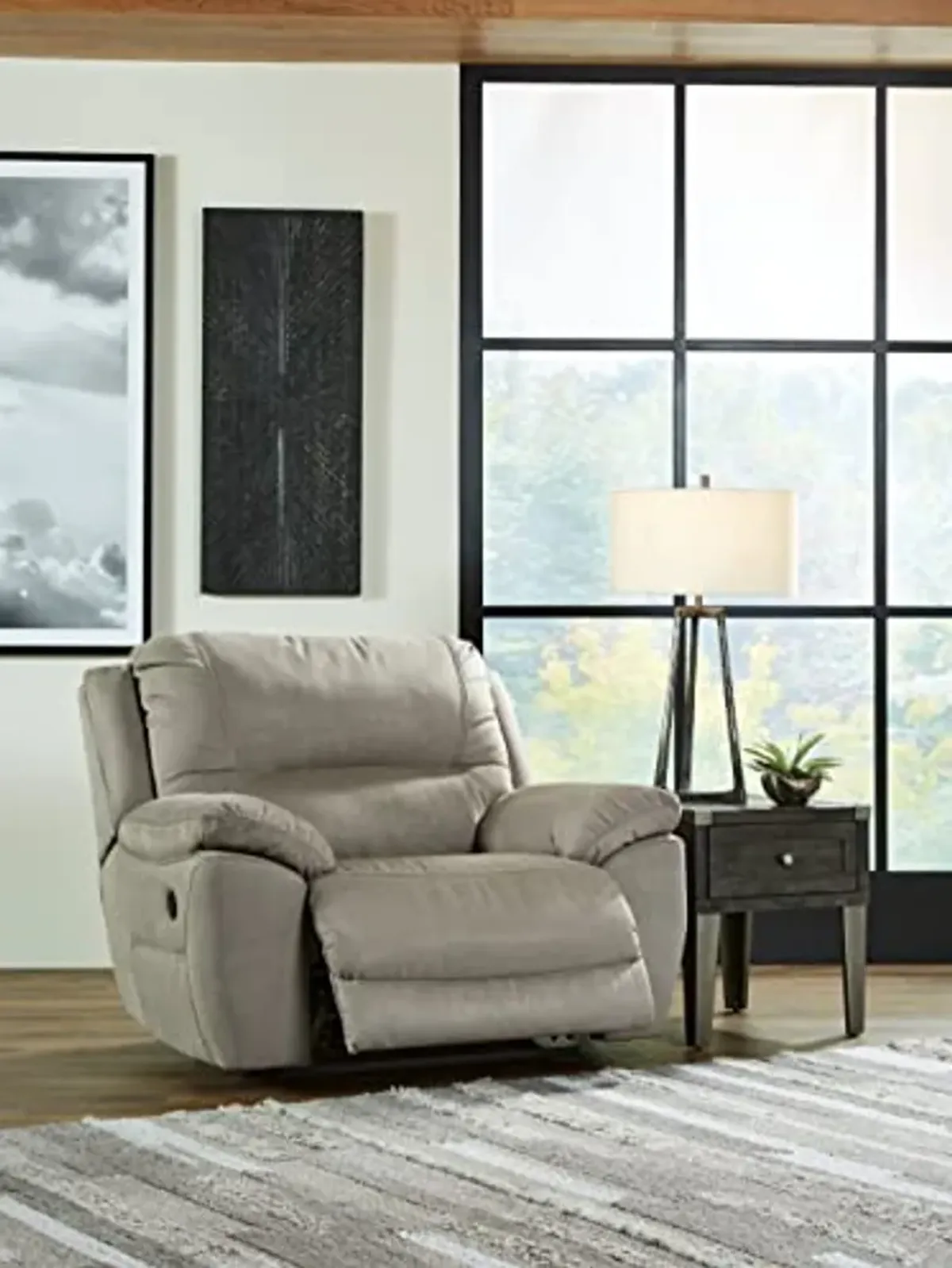 Signature Design by Ashley Next-Gen Gaucho Classic Faux Leather Zero Wall Wide Seat Recliner, Gray