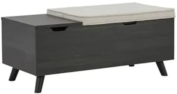 Signature Design by Ashley Yarlow Mid Century Modern Upholstered Storage Bench, Charcoal Gray