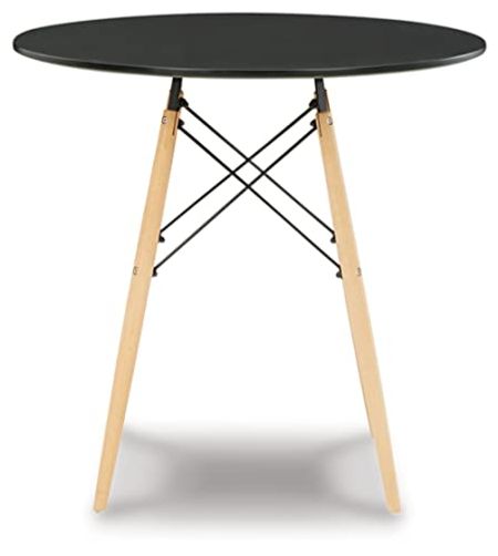 Signature Design by Ashley Jaspeni Industrial Round Dining Room Table, Black & Light Brown