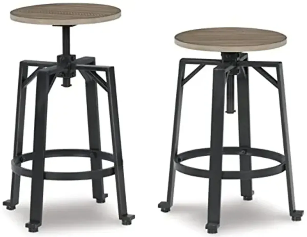 Signature Design by Ashley Lesterton Urban Industrial Counter Height Stool, 2 Count, Light Brown & Black