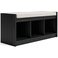Signature Design by Ashley Yarlow Modern 3 Cubby Upholstered Storage Bench, Charcoal Gray