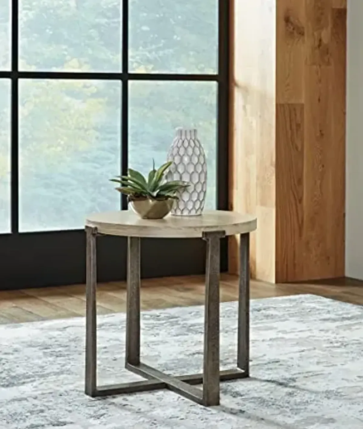 Signature Design by Ashley Dalenville Industrial Round End Table, Gray