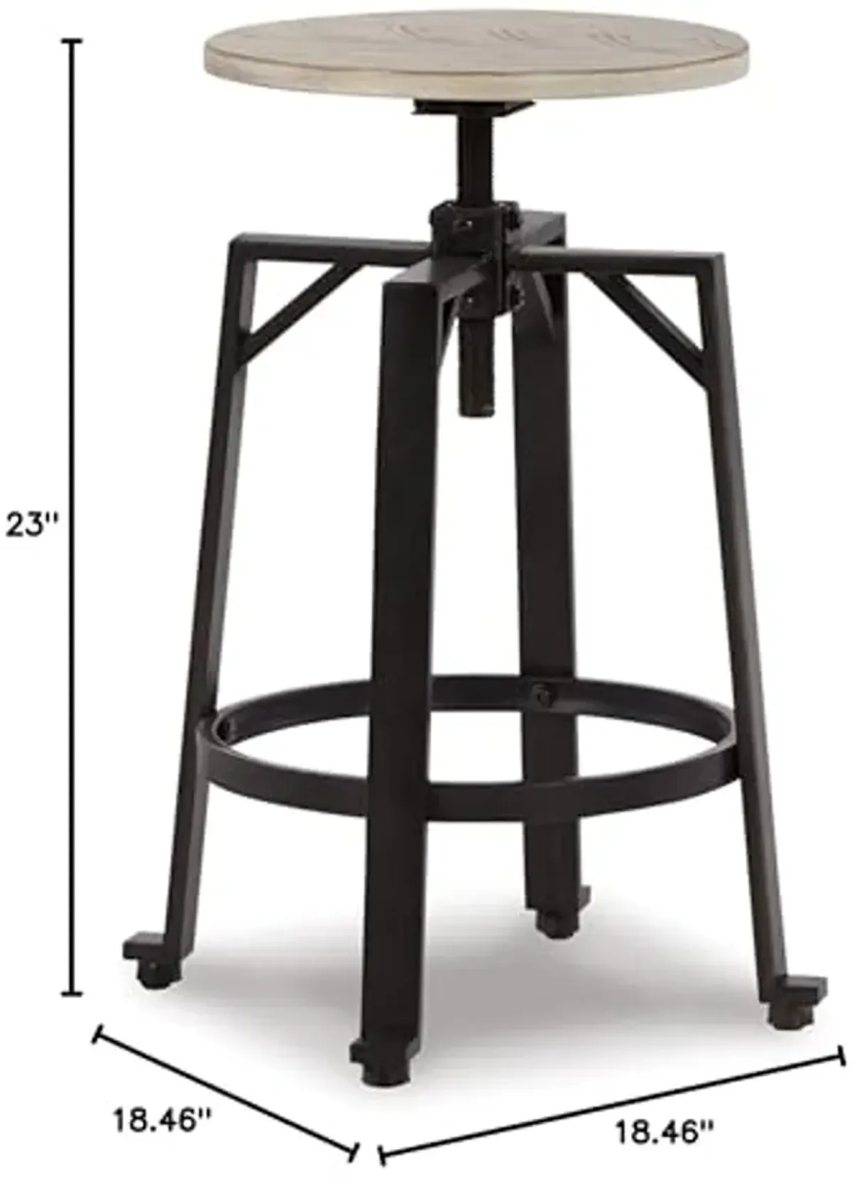 Signature Design by Ashley Karisslyn Urban Industrial Counter Height Barstool, 2 Count, Whitewash & Black