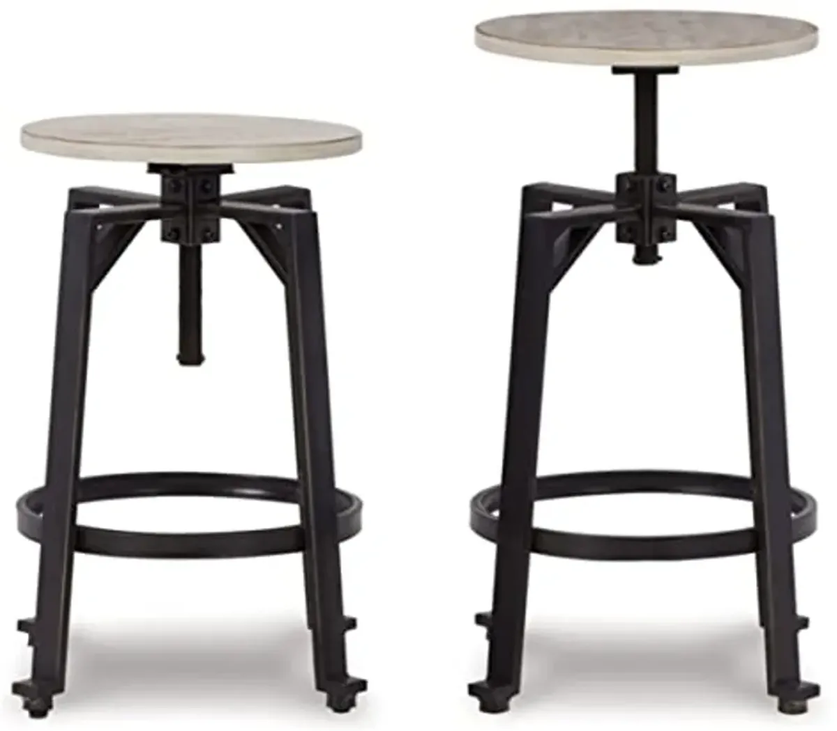 Signature Design by Ashley Karisslyn Urban Industrial Counter Height Barstool, 2 Count, Whitewash & Black