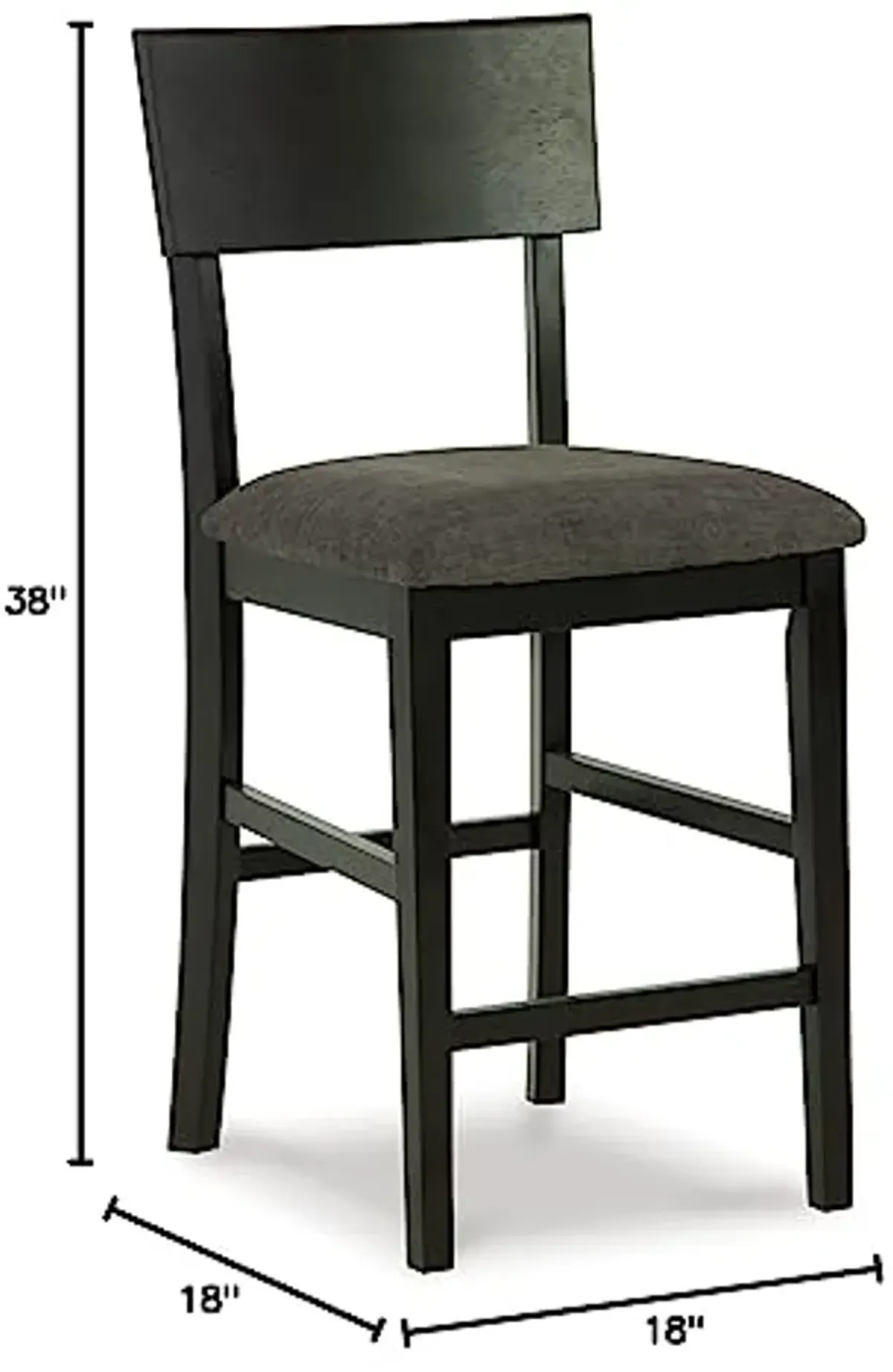 Signature Design by Ashley Chanzen Contemporary 24" Counter Height Barstool, 2 Count, Charcoal Gray