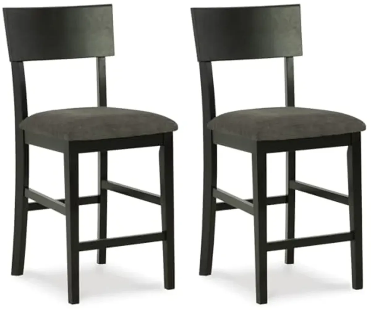 Signature Design by Ashley Chanzen Contemporary 24" Counter Height Barstool, 2 Count, Charcoal Gray