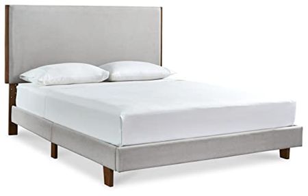 Signature Design by Ashley Tranhaus Contemporary Upholstered Bed, Queen, Beige