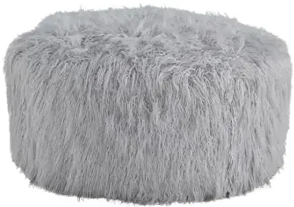 Signature Design by Ashley Galice Casual Faux Fur Oversized Accent Ottoman, Light Gray