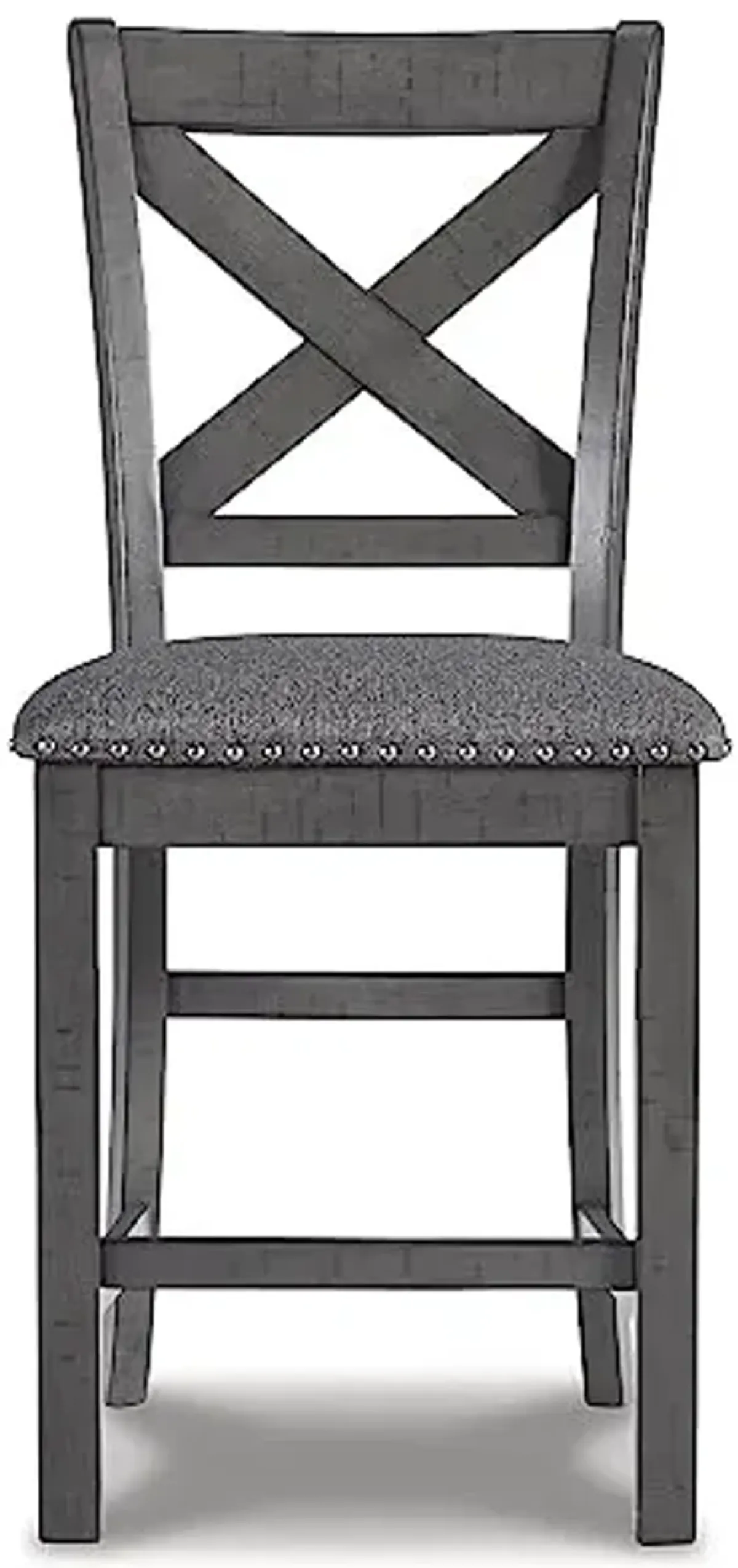 Signature Design by Ashley Myshanna Modern Farmhouse 25" Counter Height Upholstered Barstool, Set of 2, Dark Gray