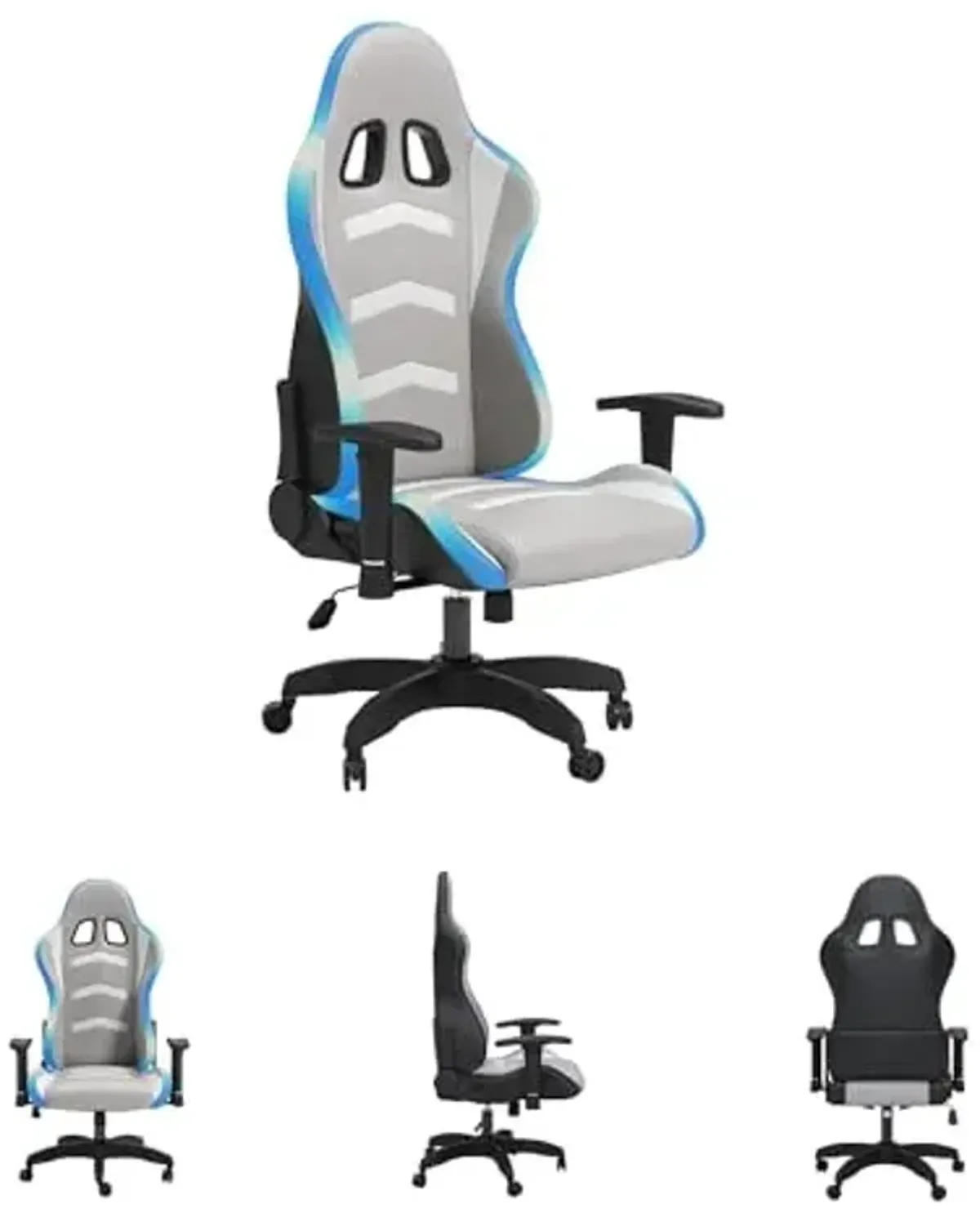 Signature Design by Ashley Lynxtyn Modern Home Office Swivel Desk Chair, White & Gray