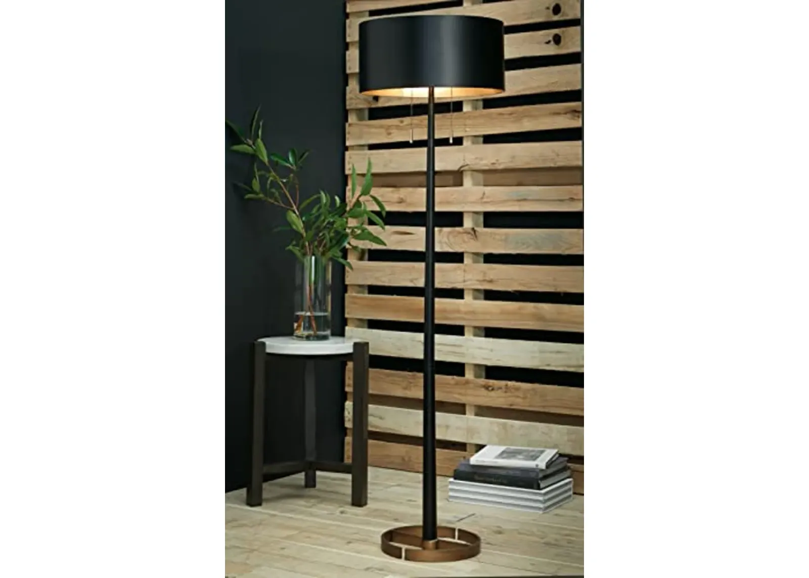 Signature Design by Ashley Amadell 60" Contemporary Metal Floor Lamp, Black & Gold Finish