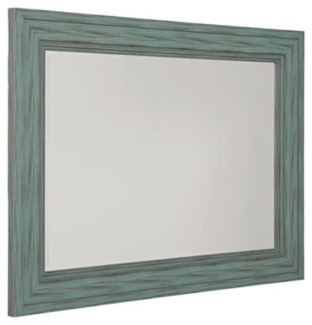 Signature Design by Ashley Jacee Farmhouse Accent Mirror, Antique Teal