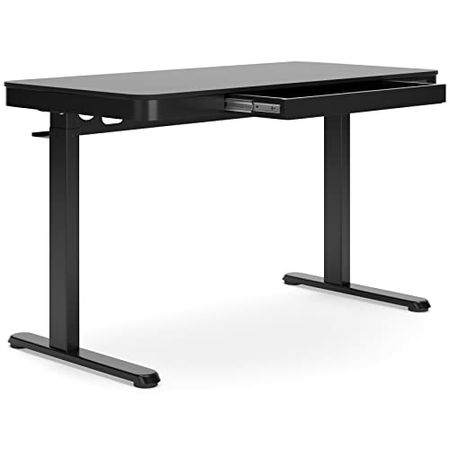 Signature Design by Ashley Lynxtyn Modern Adjustable Height Desk with USB Ports, Black