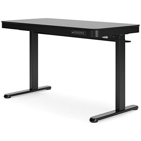 Signature Design by Ashley Lynxtyn Modern Adjustable Height Desk with USB Ports, Black
