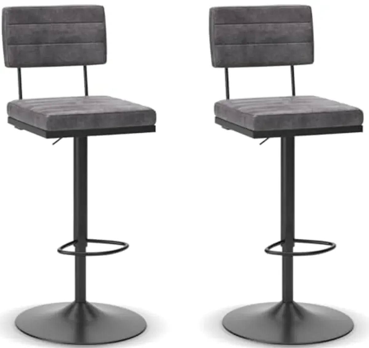 Signature Design by Ashley Strumford Modern 30.75" Adjustable Bar Height Barstool, 2 Count, Gray